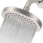 LOKBY 6" Pressure Boosting Shower Head - Chrome Shower Head Rain - Fixed Shower Head - Tool-Less 1-Min Installation - High Power Flow Bathroom Rainfall Shower Head - Nickel