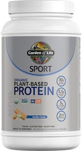 Organic Vegan Protein Powder, Vanilla Protein Powder with Probiotics, BCAAs, 30g Plant Protein, NSF Certified, Gluten Free & Sport, Non GMO, Garden of Life Sport Protein Powder - 19 Servings