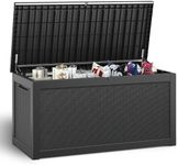 NUNU LAB 260 Gallon Outdoor Storage Box,Resin Large Sturdy Deck Box, Backyard Outside Storage Box Waterproof with Double Wall Panels,Package Delivery Box,Garden Box,Outdoor Hose Storage Bin