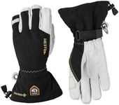 Hestra Waterproof Ski Gloves: Mens and Womens Army Leather Gore-Tex Cold Weather Gloves, Black, 8