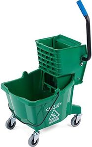 Carlisle FoodService Products Mop Bucket with Side-Press Wringer for Floor Cleaning, Restaurants, Offices, And Janitorial Use, Polyproylene, 26 Quarts, Green