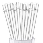 NINU 30-Pack Reusable Plastic Drinking Straws, 10.5 inches Long Clear Tumbler Replacement Straws with Cleaning Brush