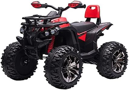 HOMCOM 12V Quad Elettrico per Bambini 3-5 Anni 3-8km/h, Auto Elettrica per Bambini con Musica, MP3, USB, Scheda TF, Fari e Pedale, in PP e Metallo, 100x65x73 cm, Rosso