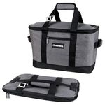 CleverMade SnapBasket 50 Can, Soft-Sided Collapsible Cooler: 30 Liter Insulated Tote Bag, Heathered Charcoal/Black