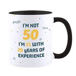 Funny 50th Birthday Gift for Women Men, Turning 50 Years Old Coffee Mug, Joke Party Cup Best Adult Birthday Presents for Dad Mum Friends Sister Her Him (Black)