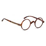 BLUELESS Vintage Round Eyeglasses Professor Readers (Brown Tortoise)