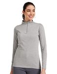 Ap'pulse Women's 1/4 Zip Slimfit Raglan Sleeve Tshirt (330_GMel_X-Large)