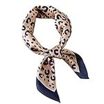 GERINLY Leopard Hair Scarf Head Bandana for Women Lightweight 27" Square Neckerchief Purse Scarf for Sleeping (Khaki Navy)