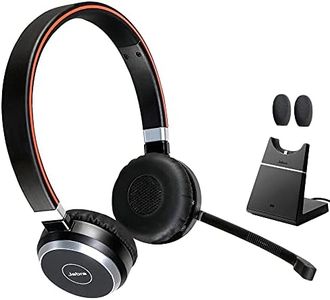 Jabra Evolve 65 Stereo Bluetooth Wireless UC Headphones Bundle - USB Dongle, Charging Stand, Compatible w/Softphones, Streaming Music, Smartphones, Tablets, PC, MAC, Global Teck Worldwide Mic Cushions