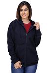 FALTU.CO Cotton Sweatshirt Hoodie for Women | Hoodies for Women with Kangaroo Pocket | Women Hoodies for Winter | Hoodies for Girls | Women Winter Wear | Full Zipper Hoodies for Women Navy Blue