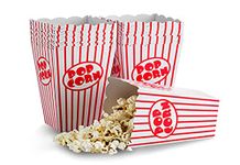 HOT BARGAINS 100 X Popcorn Boxes Classic Red Striped Cardboard Popcorn Boxes for Kids Birthday Party Cinema Treats Paper Bags Fun (100)