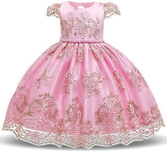 TTYAOVO Flower Girl Dress Princess Birthday Party Wedding Gown, Pink-716, 4-5 Years