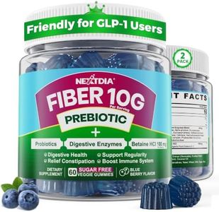Fiber Gummies for Adults, Sugar Free 10g Prebiotic Fiber Supplement with Digestive Enzymes, Probiotics & 100mg Betaine for Digestive & Gut Health and Regulate Bowel Movement, Vegan, Gelatin Free,120ct
