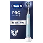 Oral-B Pro 1 Electric Toothbrushes Adults, Oral B Electric Toothbrush, With 3D Cleaning, 1 Toothbrush Head, Gum Pressure Control, 2 Pin UK Plug, Blue, Travel Electric Toothbrush