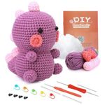 PATPAT® Crochet Stuffed Animal Kit Crochet Kit for Beginners DIY Knitting Kit Full Set Crochet Starter Kit with Yarn, Polyester Fiber, Crochet Hooks, Tutorial Video, Kids Christmas Gifts (Dinosaur)