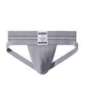 Casey Kevin Men's Jockstrap Underwear Athletic Supporter Sports Briefs with Leg Strap Grey L