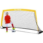 RUNBOW 6x4 ft Portable Kids Soccer Goal for Backyard Practice Soccer Net with Carry Bag (6x4 FT, Yellow, 1 Pack)