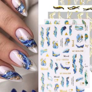 Nail Stickers, 12 Sheets Stripe Line Nail Decals Self Adhesive Marble Wave Nail Art Stickers for Nail DIY Decoration Accessories, Christmas Makeup for Women Girls