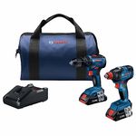 BOSCH Power Tools Drill Set Volt Cordless Drill Driver/Impact Combo Kit with 2 Batteries, Charger and Soft Carrying Case (GXL18V-233B25)