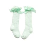 SYGA Baby Girls Mesh Nylon Bow Socks Suitable for Ages 0-3 Years(Green)