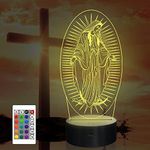 Virgin Mary Gifts, Attivolife 3D Our Lady Night light Illusion Hologram Lamp 16 Color Changing with Remote Control + Timer, LED Best Birthday Christian Gift for Religious Women Men Commemorate Present