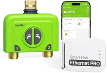RAINPOINT WiFi Water Timer for Garden Hose, 2 Zone WiFi Sprinkler Controller, Smart Hose Timer Valve, Automatic Drip Irrigation System/Rain Delay for Garden (Brass Inlet & Outlet, Ethernet Gateway)