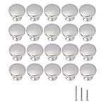 ShipeeKin 20x Cabinet Hardware Round Mushroom Knob Satin Brushed Nickel Wardrobe Drawer Pull Handles 30mm for Kitchen Cupboard Furniture Chest Door Dresser Bathroom