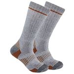 Carhartt mens All-terrain Boot Crew fashion liner socks, Grey, Large