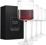 ELIXIR GLASSWARE Wine Glasses Set of 4-17oz - Square Wine Glasses, Large Red Wine or White Wine Glasses - Hand Blown Long Stem Wine Glass Set, Premium Crystal Wine Glasses - Housewarming Gifts