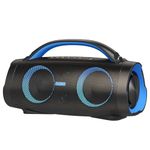 DOSS Extreme Boom+ Bluetooth Speaker with 100W Stereo Sound, Rich Bass, 20H Playtime, Power Bank, Mixed Color Light, IPX6 Waterproof Haut parleur Speaker for Camping, Beach, Outdoor-Blue