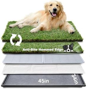 HQ4us Dog Grass Pad with Tray Extra Large 45”×34” Dog Litter Box Toilet with 2×Artificial Grass for Dogs with Hemmed Edge, Pee Pads for Dogs, Realistic, Less Stink, Potty for Balcony