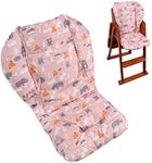 Baby High Chair Cushion, Thick Pad for Wooden High Chair, Baby Dining Chair Liner Mat (Pink Forest