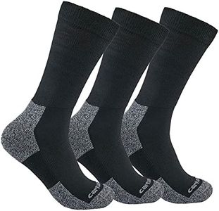 Carhartt mens Lightweight Stretch Top Sock 3 Pack, Black, Large