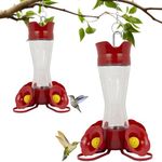Perky-Pet Glass Hummingbird Feeders for Outdoors with Ant Moat, Bee Guards, & Perches, 8oz Nectar Capacity, Wide-Mouth Bottle for Easy Filling & Cleaning, Outdoor Garden Décor, 203CPBN-2 (Pack of 2)