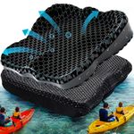 Thicken Kayak Seat Cushion, Anti Slip Gel Seat Cushion for Long Sitting, Ideal Waterproof Seat Cushion for in Boat Canoes Rowing Stadium, Watersports, Fishing Accessories Pad (Black - X Large)