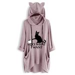 SMSCHHX I Do What I Want Cat Graphic Women Sweatshirt Long Sleeve Pullover Hoodies Tops for Girls Teens Pink