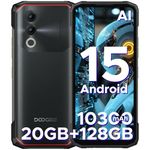 DOOGEE Blade 20 AI Rugged Smartphone - Android 15, 10300mAh Battery, 20GB+128GB/2TF, 90Hz 6.6" Rugge phone, IP68/IP69K Waterproof Phone, 3 Card Slots, 4G Dual SIM/NFC/OTG/16MP/GPS/Face ID, 2025(Black)