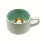 NOSCOMP 3D Animal Cup Coffee Mug Comes With A Cute Inside Creative Morning Mug Animal Cup For Hot&Cold Tea Milk Coffee Perfect For Kids Decorations Best Office Cup (Lion) (Ceramic),400 ML