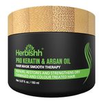 Herbishh Argan Hair Mask-Deep Conditioning & Hydration For Healthier Looking Hair for very Dry, Weak, Stressed Out Hair, No Sulphates, No Parabens (150gm)