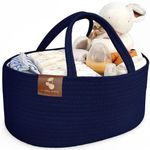 a baby cherry Cotton-Diaper Caddy | Baby Bags For Newborn|Diaper Caddy Bag Organizer Large Capacity (40 * 28 * 20Cm)|Nursery Storage Bin And Car Organizer For Diapers And Baby Wipes (Blue)