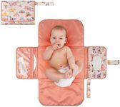 Portable Diaper Changing Pad, Foldable Waterproof Baby Change Pad for Newborn Girl & Boy with Smart Wipes Pocket (Flutter)