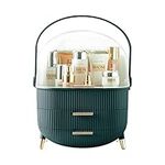 Multi-Function Make Up Case Dustproof Cosmetic Storage Box, Organizer Skin Care Products Jewelry Organizer Finishing Box for Bedroom Bathroom Desktop, Dark green