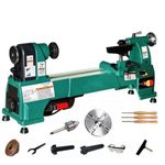 750W 10" Wood Lathe, with 3PCS Discarded Woodworking Turning Tools and 6in Chuck, 360/1010/1570/2230/2750/3520RPM Six-Speed Infinitely Variable Lathe