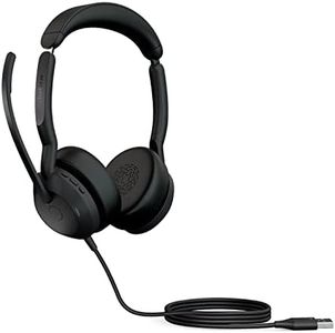 Jabra Evolve2 50 Wired Stereo Headset with Jabra AirComfort Technology, Noise-Cancelling Mics, and Active Noise Cancellation - Works with All Leading UC Platforms Such as Zoom and Google Meet - Black
