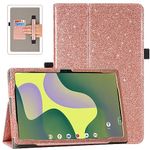 DMLuna Case for Onn 11" Tablet Pro 2023 (Model: 100110027) ONLY, (NOT FIT Onn 10.1/10.4 inch Tablet Pro), Folio PU Leather Stand Cover with Auto Wake/Sleep, Hand Strap/Card Slot, Glitter Rose