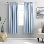 Light Blue Cerulean Room Darkening Thermal Insulated Curtains Drapes for Nursery,Rod Pocket Blackout Curtains for Bedroom(2 Panels,42 inches Wide by 63 inches Long)