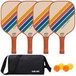 Pickleball Paddles Set of 4 Pickle Ball Rackets,USAPA Approved Pickleball Set of 4 Paddles,Fiberglass Surface & 13MM PP Honeycomb Core,Breathable Handle,4 Indoor & Outdoor Balls,1 Pickleball Bag