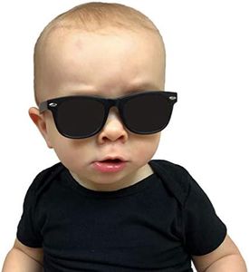 Baby Sunglasses with Flexible Frame and Adjustable Strap, Polarized - Newborn/Infant/Toddler - 0-2 Yrs (6-24m) - Babyfied Apparel Classics - Matte Black
