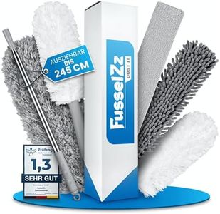 FusselZz® dust it Staubwedel teleskop waschbar [GROßES Set] – lang ausziehbar bis 2,45 m – Spinnwebenbesen mit Teleskopstiel – Magic Staubwischer für alle Duster Oberflächen, mikrofaserhaare