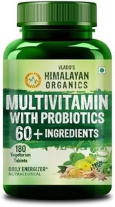 Vlado’s Himalayan Organics Multivitamin With Probiotics - 60 Ingredients Supplement For Men And Women | Vitamin C, D, E, B3, B5, B12, Zinc, Magnesium, Giloy & Biotin | Good For Bone & Joint Support | Gut health - 180 Veg Tablets